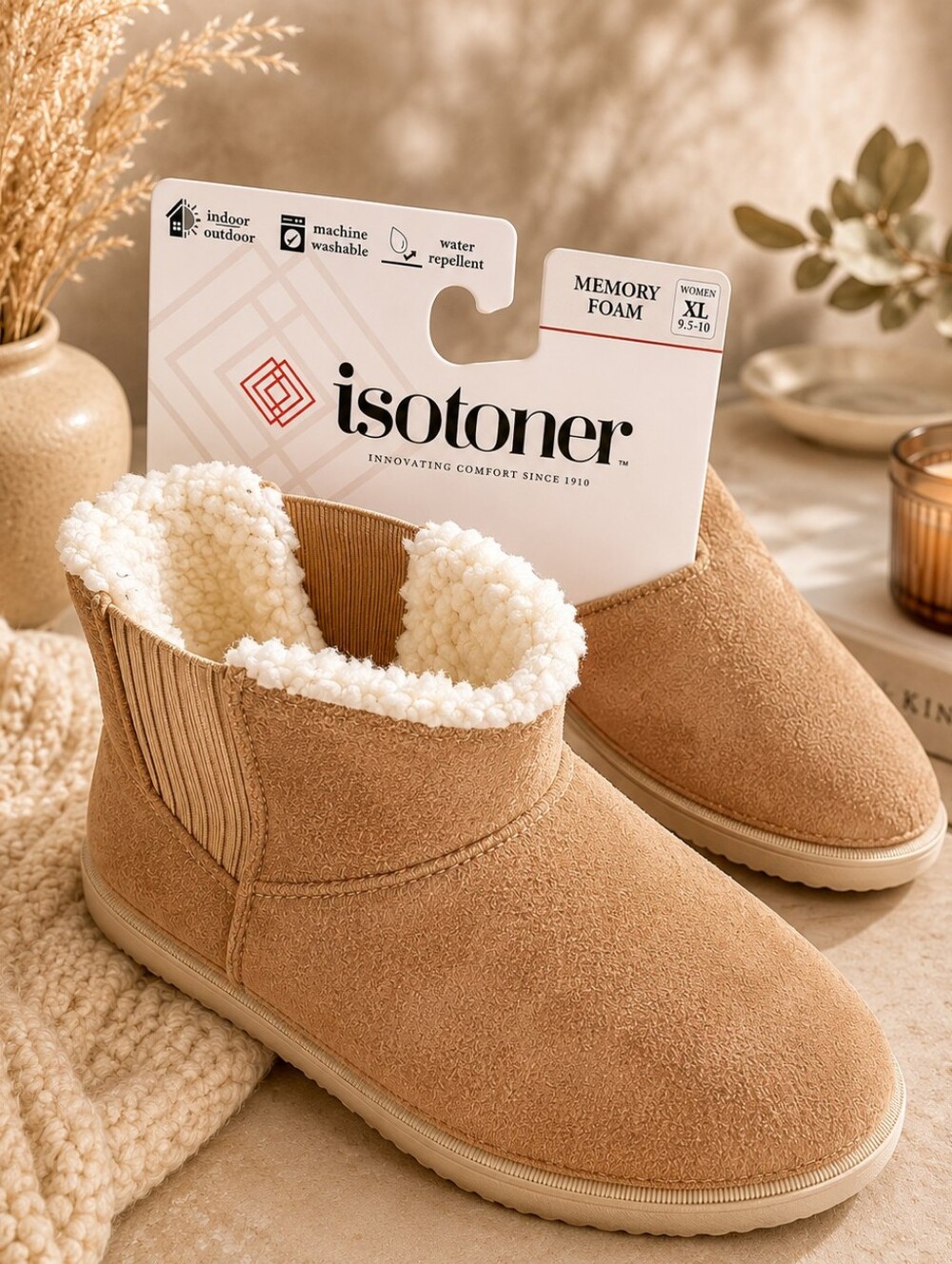 ✨ COZY COMFORT MUST-HAVE! NWT Isotoner Memory Foam Slipper Boots XL 9.5-10 ✨